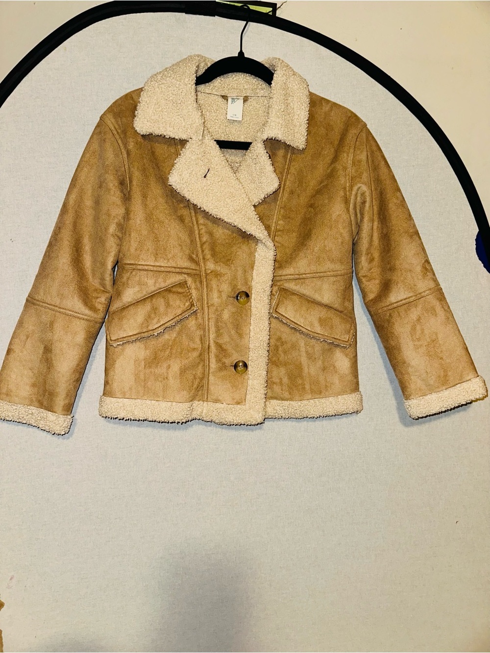 The Rail Kids Tan Faux Shearling Pea Coat